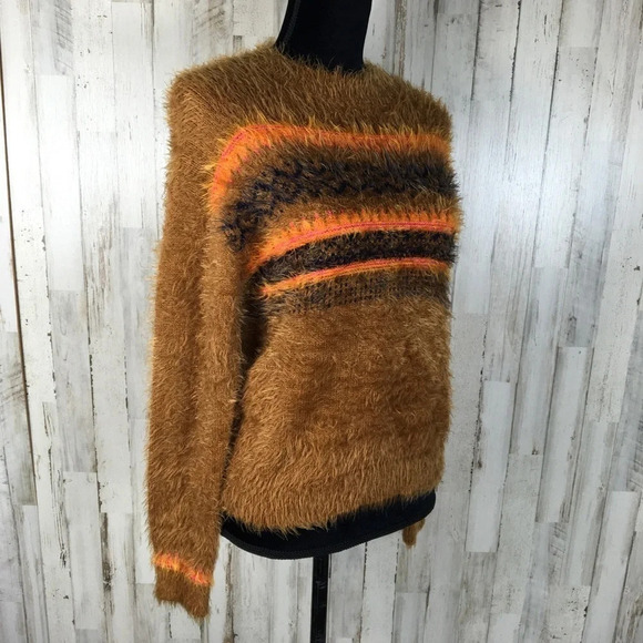 Abound Fluffy Fairisle Fuzzy Eyelash Sweater Top - Picture 4 of 7